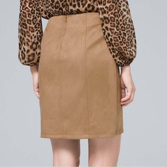 White House Black Market Tan Camel Ultra Sued Skirt - Picture 4 of 11